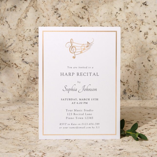 Gold Music Notes Concert Recital Invitation (Creator Uploaded)