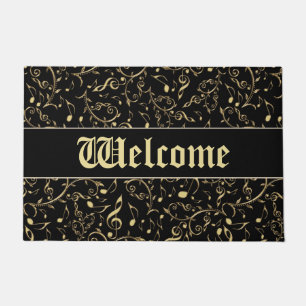 Gold Music Notes Customisable Colour Welcome Mat