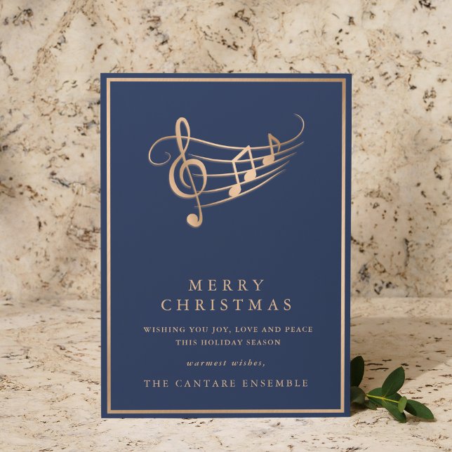 Gold Music Notes Elegant Musical Christmas Card (Creator Uploaded)