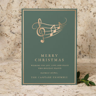 Gold Music Notes Elegant Musical Christmas Card
