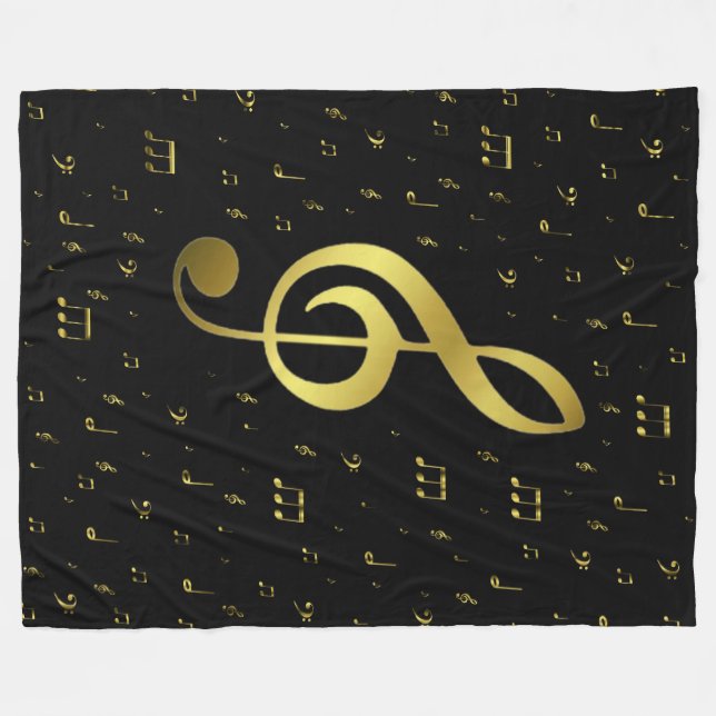 gold music notes fleece blanket (Front (Horizontal))
