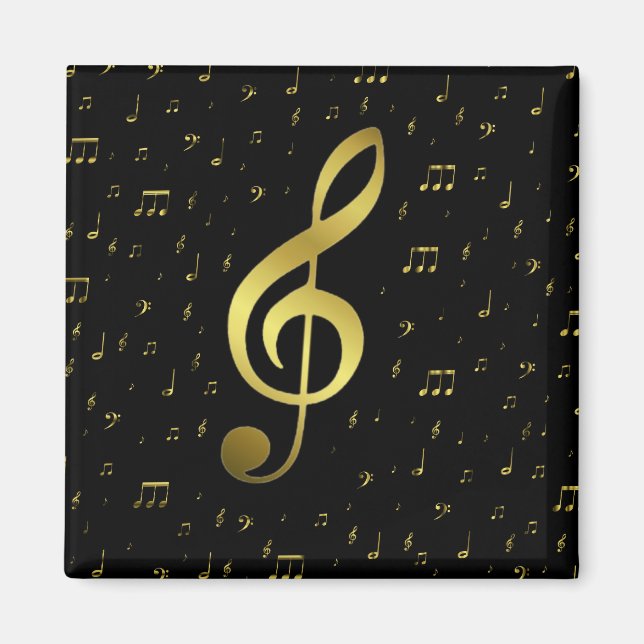 gold music notes magnet (Front)