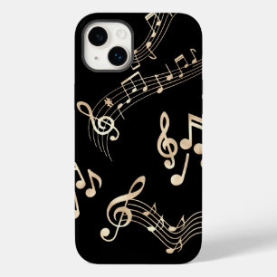 Gold Music Notes on Black Medium Case-Mate iPhone 14 Plus Case