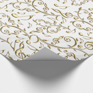 Gold Music Notes On Custom Colour Wrapping Paper