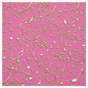 Gold Music Notes On Your Custom Colour Fabric
