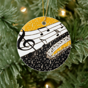 Gold music theme ceramic ornament