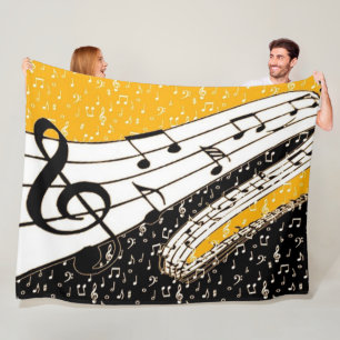 Gold music theme fleece blanket
