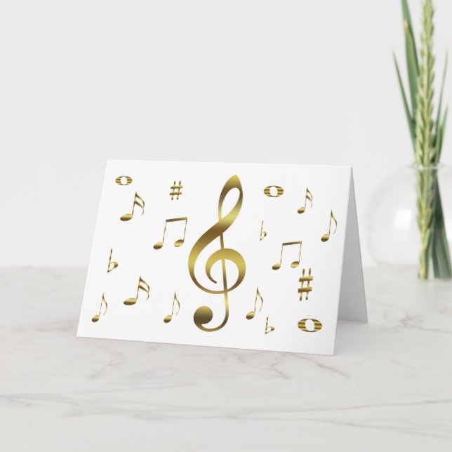 Gold Musical Notes Card (Front)