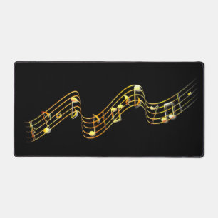 Gold Musical Notes Custom Colours Desk Mat