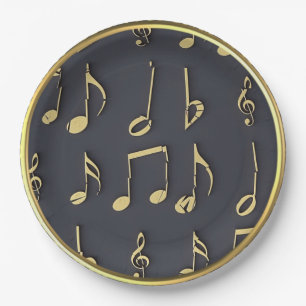 Gold Musical Notes Paper Plate