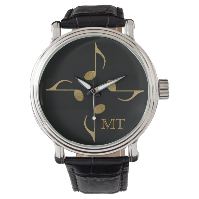 gold musical notes with initials watch (Front)