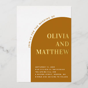Gold mustard modern typography arch fall wedding