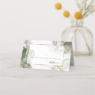 Gold Muted Sage Green Ink Place Card