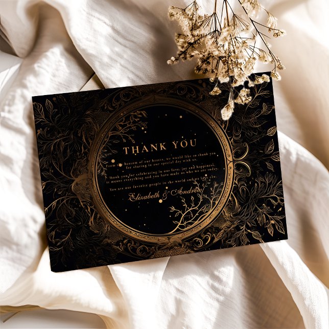 Gold Mystical Celestial  Wedding Thank You Card (Creator Uploaded)