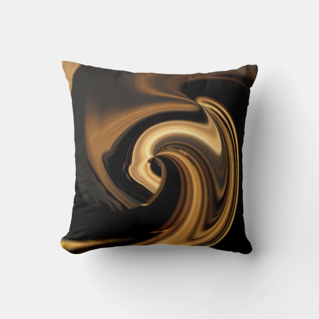 Gold N Brown Abstract Heart Throw Pillow (Front)