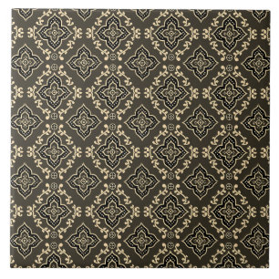 Gold n Brown Geometric Pattern / Indian Print  Ceramic Tile