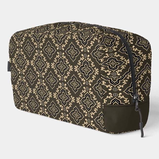Gold n Brown Geometric Pattern / Indian Print  Dopp Kit (Right Corner)