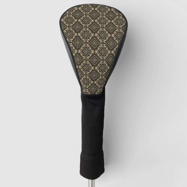 Gold n Brown Geometric Pattern / Indian Print  Golf Head Cover (Front)