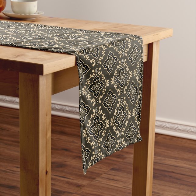 Gold n Brown Geometric Pattern / Indian Print  Long Table Runner (In Situ)