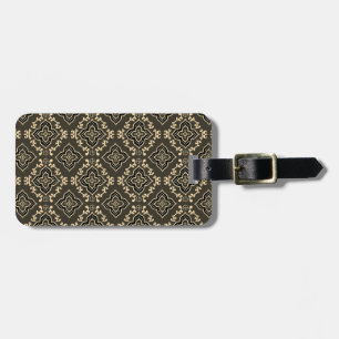 Gold n Brown Geometric Pattern / Indian Print Luggage Tag
