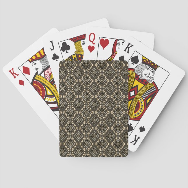 Gold n Brown Geometric Pattern / Indian Print  Playing Cards (Back)