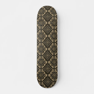 Gold n Brown Geometric Pattern / Indian Print  Skateboard