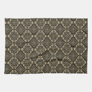 Gold n Brown Geometric Pattern / Indian Print  Tea Towel