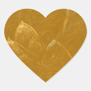 Gold n Copper Sheet :  Lotus Engraved Design Heart Sticker