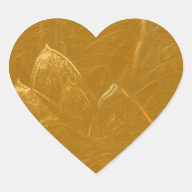 Gold n Copper Sheet :  Lotus Engraved Design Heart Sticker (Front)