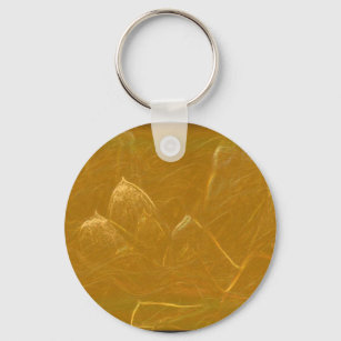 Gold n Copper Sheet :  Lotus Engraved Design Key Ring