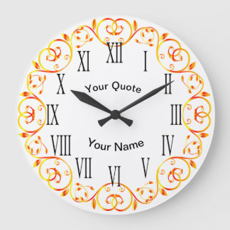 Gold n Red Vines with vertical Roman Numerals Large Clock