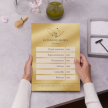 Gold Nail Artist Beauty Salon Price List Template