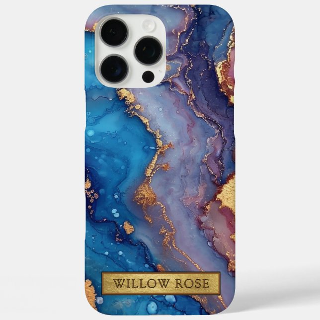 Gold Name Abstract Modern Blue Purple Pink Chic Case-Mate iPhone Case (Back)