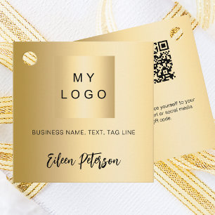 Gold name logo photo QR code hang tag