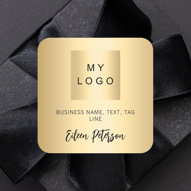 Gold name signature business logo square sticker (Creator Uploaded)