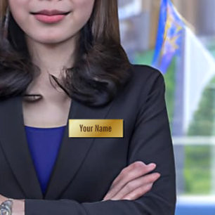 gold name tag