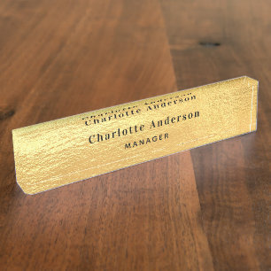 Gold name title classic elegant nameplate