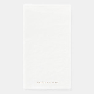 Gold Names Simple & Elegant White Wedding Napkin
