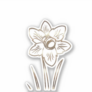 Gold Narcissus Flower Sticker