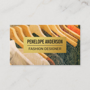 Gold Natural Wood Grains   Hanging Clothes Business Card