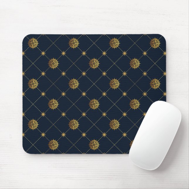 Gold Nautical  Mouse Pad (With Mouse)