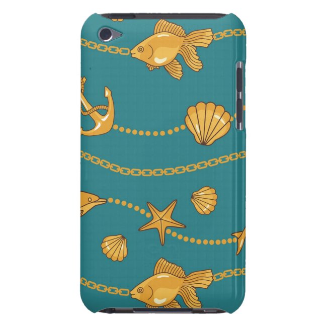 Gold Nautical Pattern Barely There iPod Case (Back)