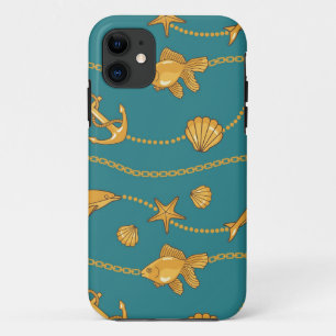 Gold Nautical Pattern iPhone 11 Case
