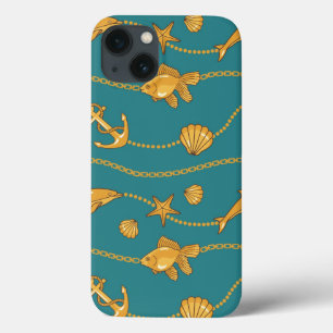 Gold Nautical Pattern iPhone 13 Case