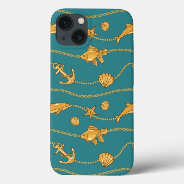 Gold Nautical Pattern Case-Mate iPhone Case (Back)
