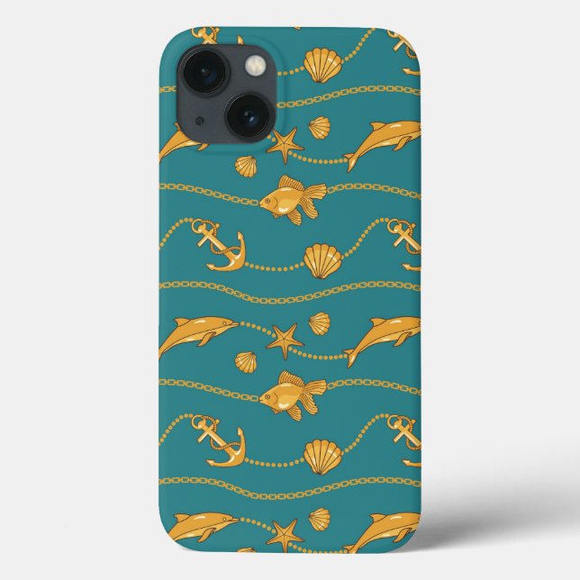Gold Nautical Pattern Case-Mate iPhone Case (Back)