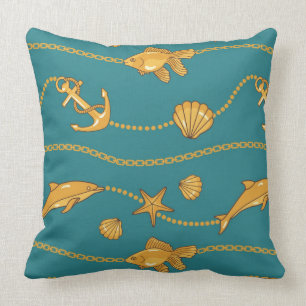 Gold Nautical Pattern Cushion