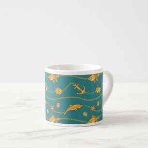Gold Nautical Pattern Espresso Cup