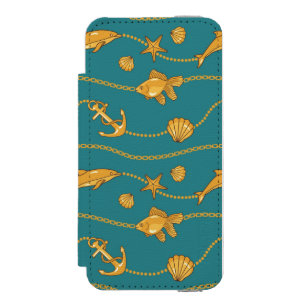 Gold Nautical Pattern Incipio Watson™ iPhone 5 Wallet Case