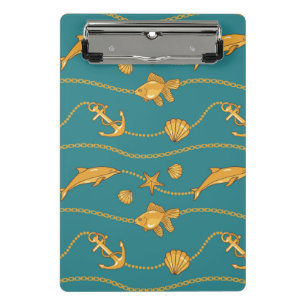 Gold Nautical Pattern Mini Clipboard